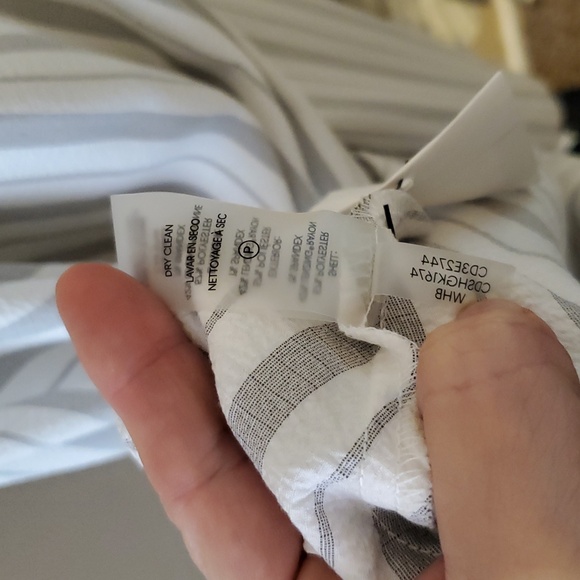 Calvin Klein White Grey Faux-Wrap Striped A-Line Maxi Dress Size 10 NWOT'S - Picture 12 of 13